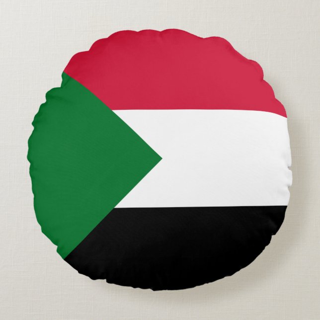 Sudan flagga rund kudde (Framsidan)