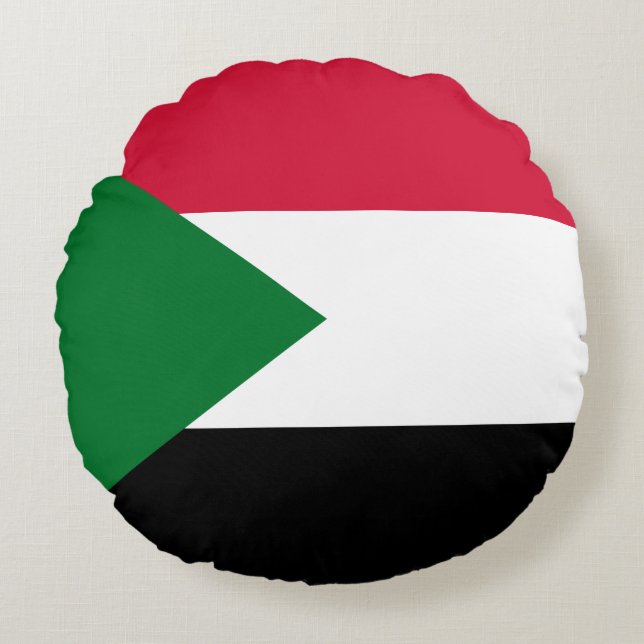 Sudan Flagga Rund Kudde (Framsidan)