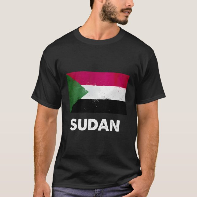 Sudan Flagga T Shirt (Framsida)