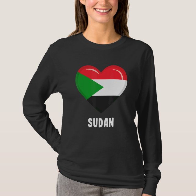 Sudan Flagga T Shirt (Framsida)