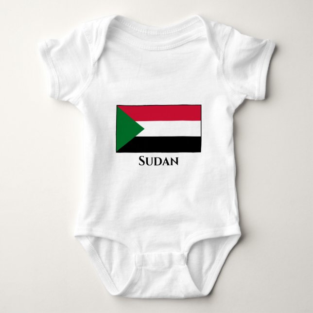 Sudan Flagga T Shirt (Framsida)