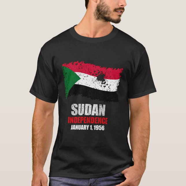 Sudan Flagga T Shirt Sudanese Independence (Framsida)