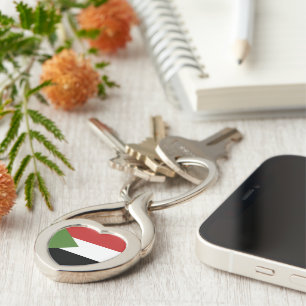 Sudan flagga twisted heart silverfärgad nyckelring