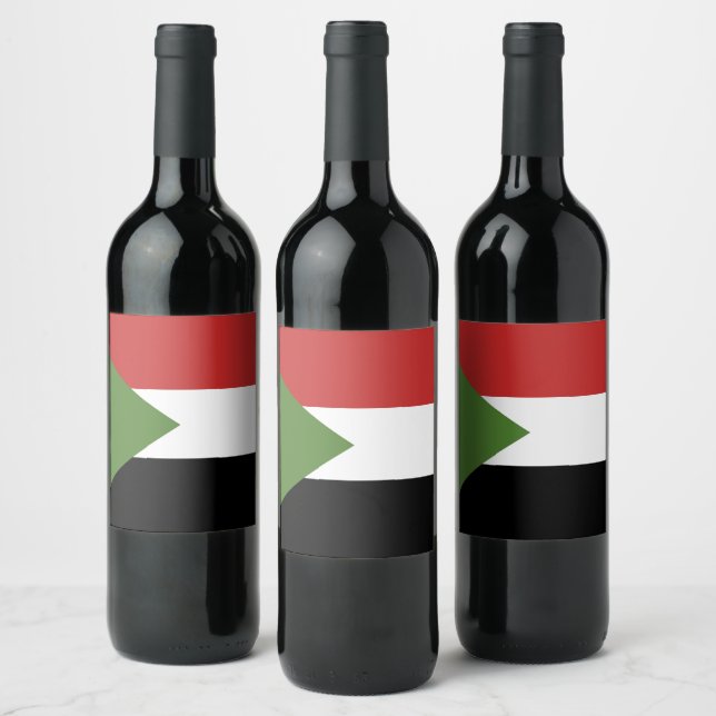 Sudan flagga vinflaska etikett (Flaskor)
