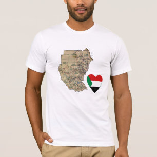 Sudan flaggahjärta och kartaT-tröja T-shirt