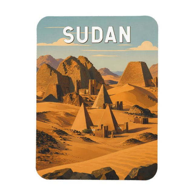 Sudan Illustration Resa Konst Vintage Magnet (Vertikal)