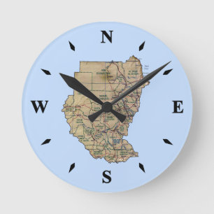 Sudan Karta Clock Rund Klocka
