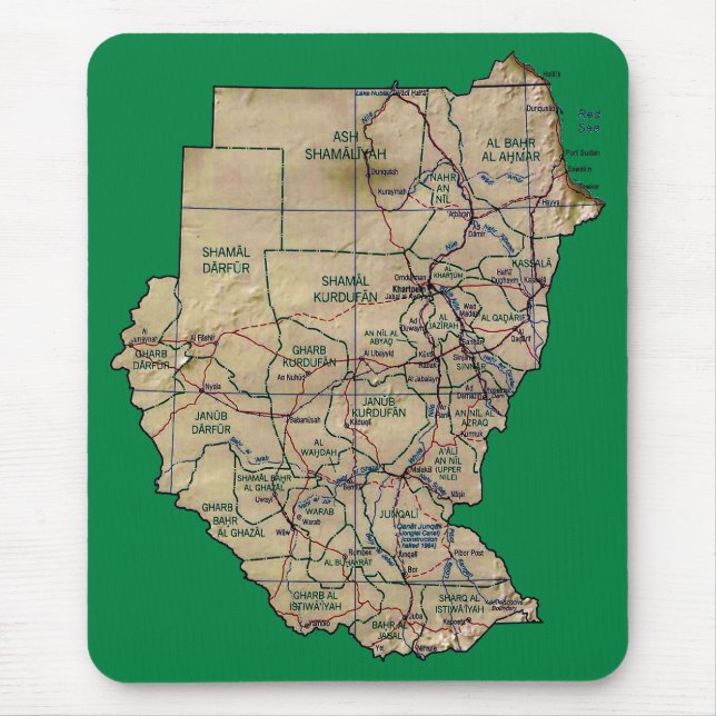 Sudan karta Mousepad Musmatta (Framsidan)