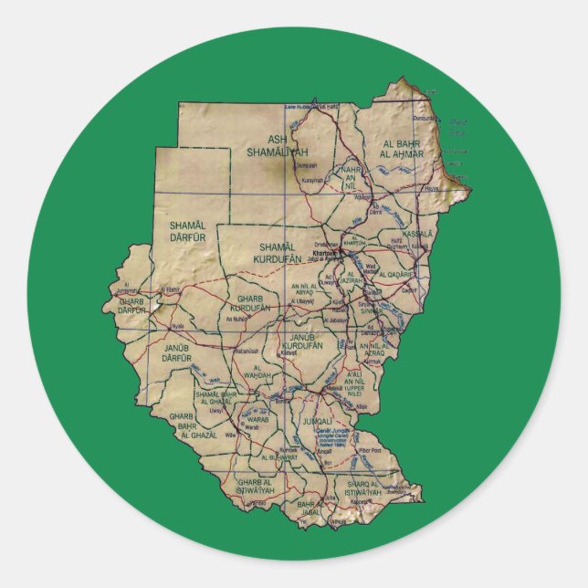 Sudan Kartsticker Runt Klistermärke (Framsida)