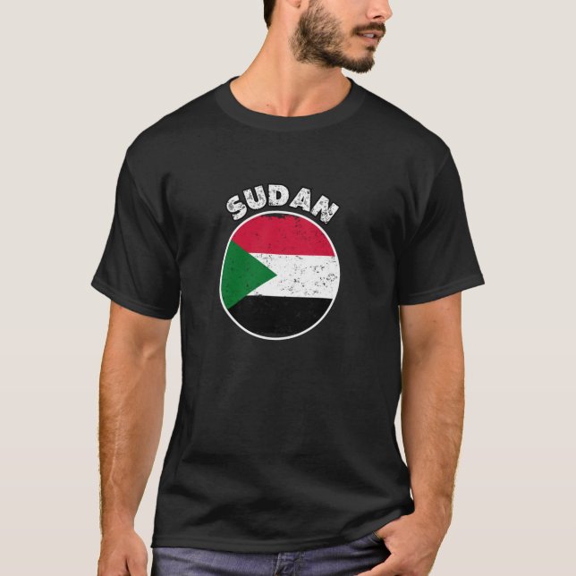Sudan Land Flagga med Grunge Distress Stil Lo T Shirt (Framsida)