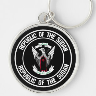 Sudan Round Emblem Rund Silverfärgad Nyckelring