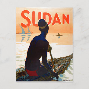 Sudan, traditionellt fiske, vintage resor vykort