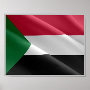 Sudan - Wave Flagga - Poster