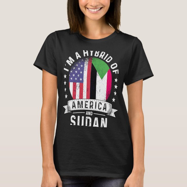 Sudanesisk amerikansk patriot Grown Flagga Humor T Shirt (Framsida)