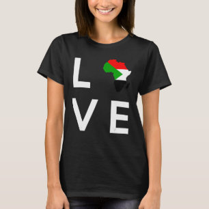 Sudans Flagga Kärlek Afrika Continent Silhouette f T Shirt