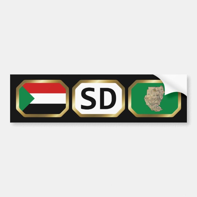 Sudans Flagga Karta-kod Bumper Sticker Bildekal (Framsidan)