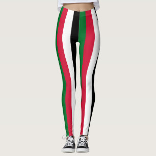 Sudans nationella flaggas färger vertikalt randiga leggings