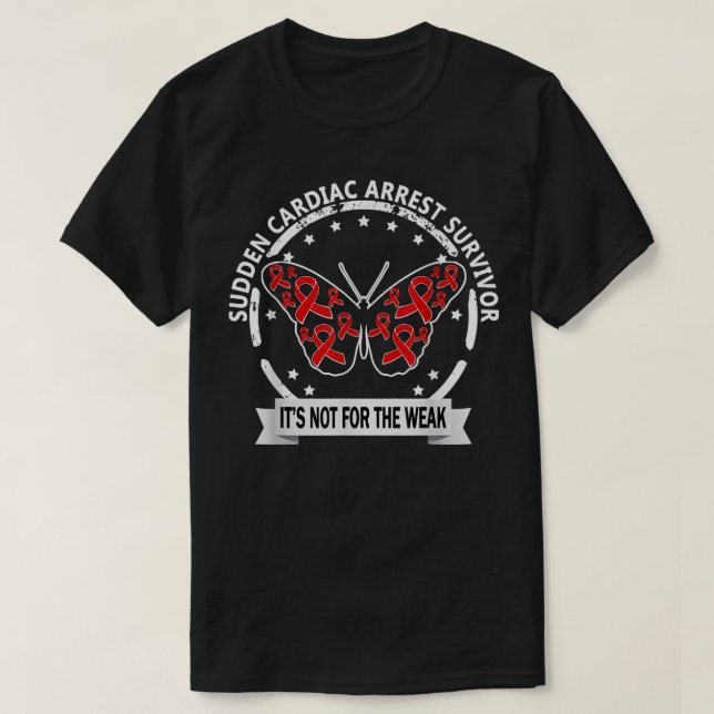 Sudden Cardiac Arrest Survivor, red-ribbon butterf T Shirt (Design framsida)
