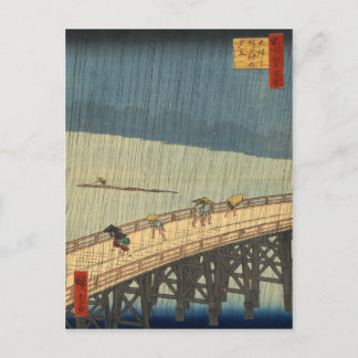 Sudden dusch över Shin-Ōhashi-bron, Hiroshige Vykort