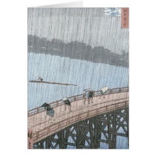 Sudden Shower over Shin-Ohashi Bridge och Hälsningskort