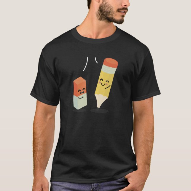Suddgummi och pennanteckning, bästa vän t shirt (Framsida)