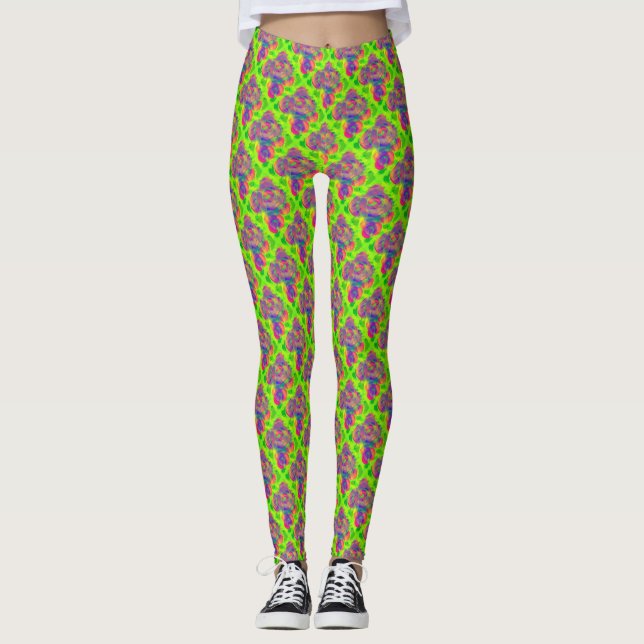 Suddigt ros tryck leggings (Framsida)