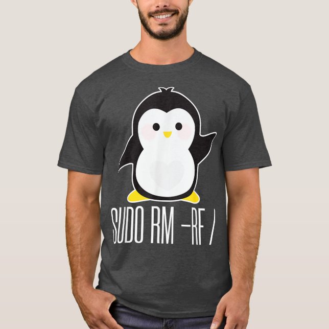 sudo rm rf Funny Linu sysadmin, kommando T Shirt (Framsida)