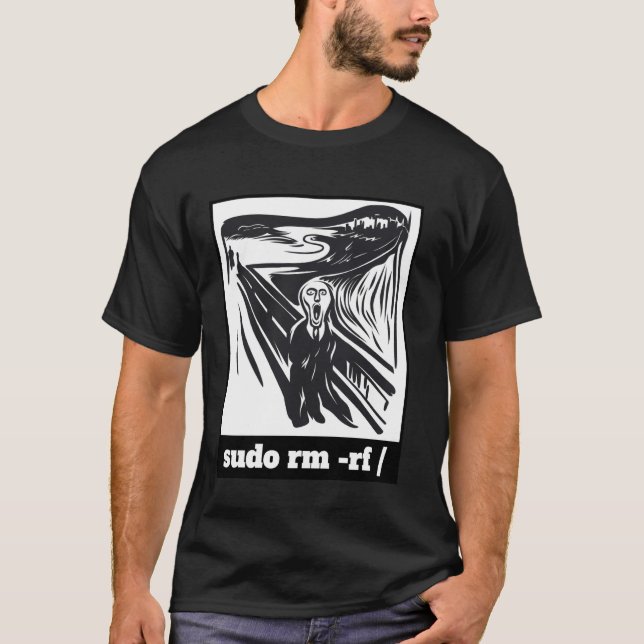 Sudo RM -RF Programmer Sysadmin Developer Joke Cod T Shirt (Framsida)