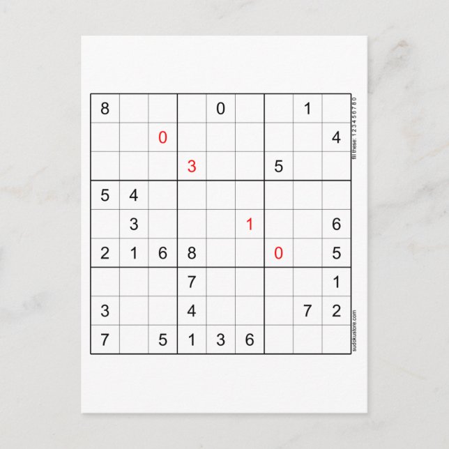 Sudoku Birthday Card 03-10 Helg Vykort (Framsida)