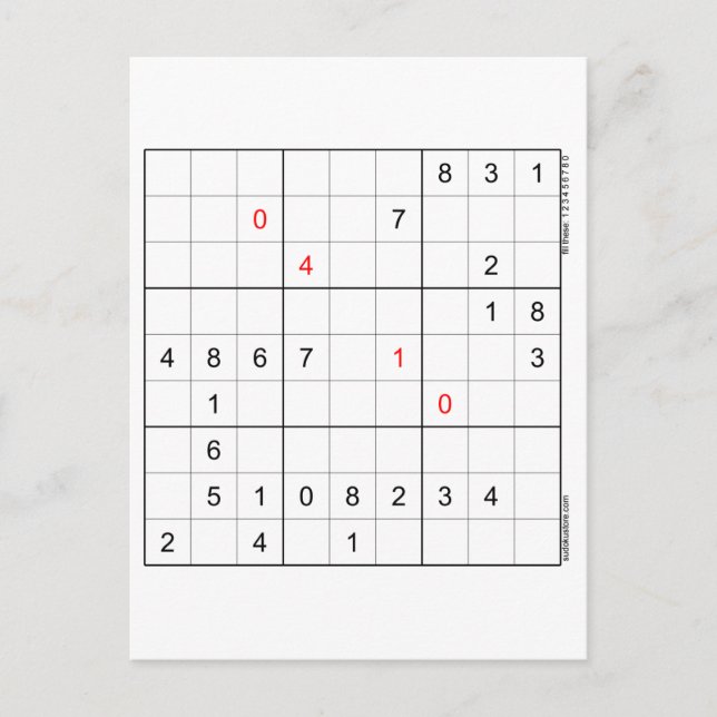 Sudoku Birthday Card 04-10 Helg Vykort (Framsida)