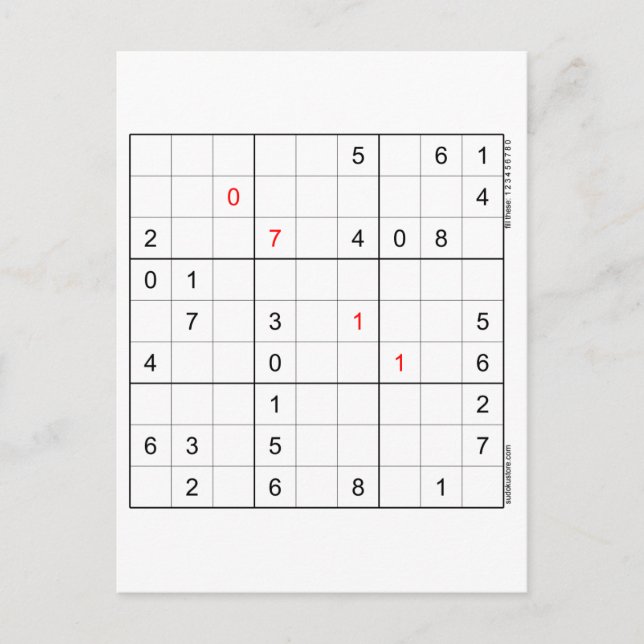 Sudoku Birthday Card 07-11 Helg Vykort (Framsida)