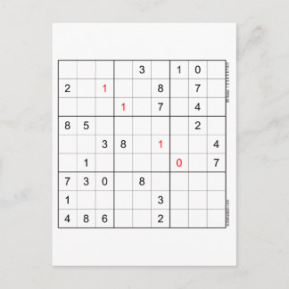 Sudoku Birthday Card 11-10 Helg Vykort
