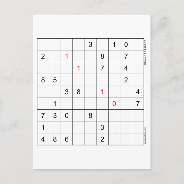 Sudoku Birthday Card 11-10 Helg Vykort (Framsida)