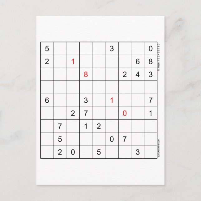 Sudoku Birthday Card 18-10 Helg Vykort (Framsida)