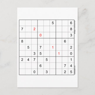 Sudoku Birthday Card 20-11 Helg Vykort