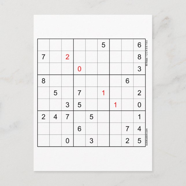 Sudoku Birthday Card 20-11 Helg Vykort (Framsida)