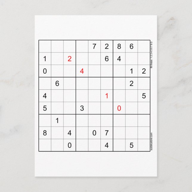 Sudoku Birthday Card 24-10 Helg Vykort (Framsida)