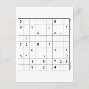 Sudoku Birthday Card 25-11 Helg Vykort