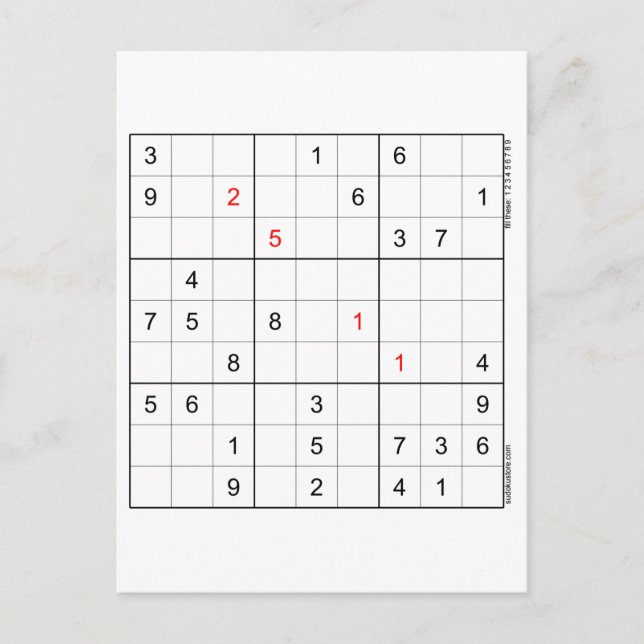 Sudoku Birthday Card 25-11 Helg Vykort (Framsida)