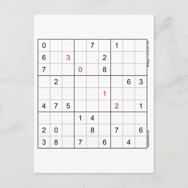 Sudoku Birthday Card 30-12 Helg Vykort (Framsida)