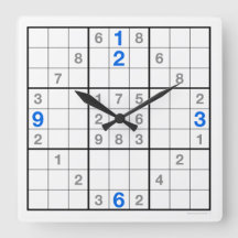 Sudoku Clock med nedladdningsbart pussel (blått)