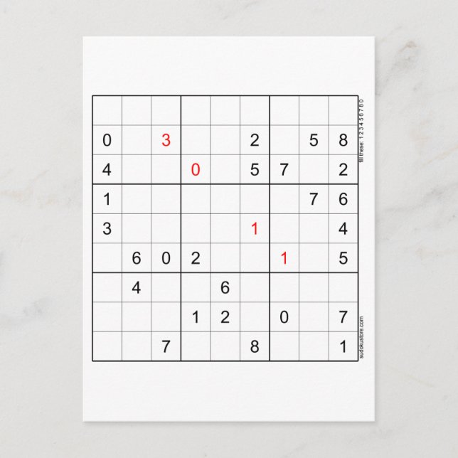 Sudoku-födelsedagskort 30-11 helg vykort (Framsida)