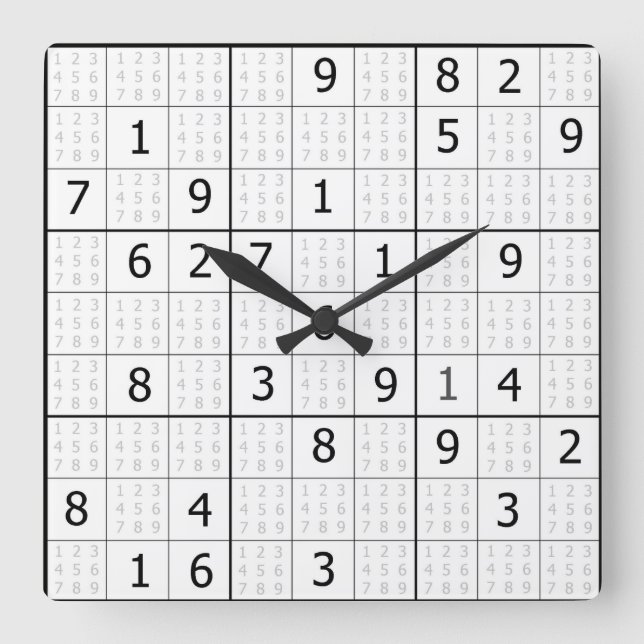 Sudoku-klocka Fyrkantig Klocka (Framsida)