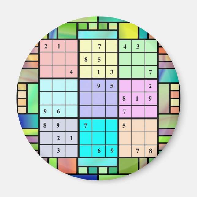 Sudoku-lagrad glasdesign magnet (Framsidan)