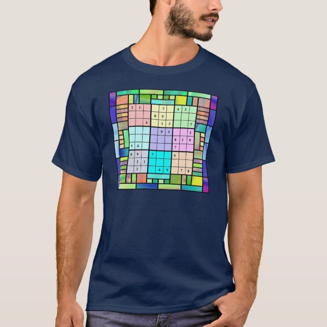 Sudoku målat glassdesign t-shirt (Framsida)