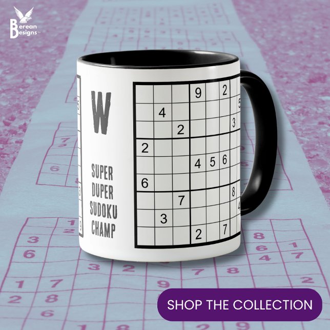 Sudoku Monogram Namn Mugg (Customizable SUDOKU Monogram mug for your favorite puzzle lover)