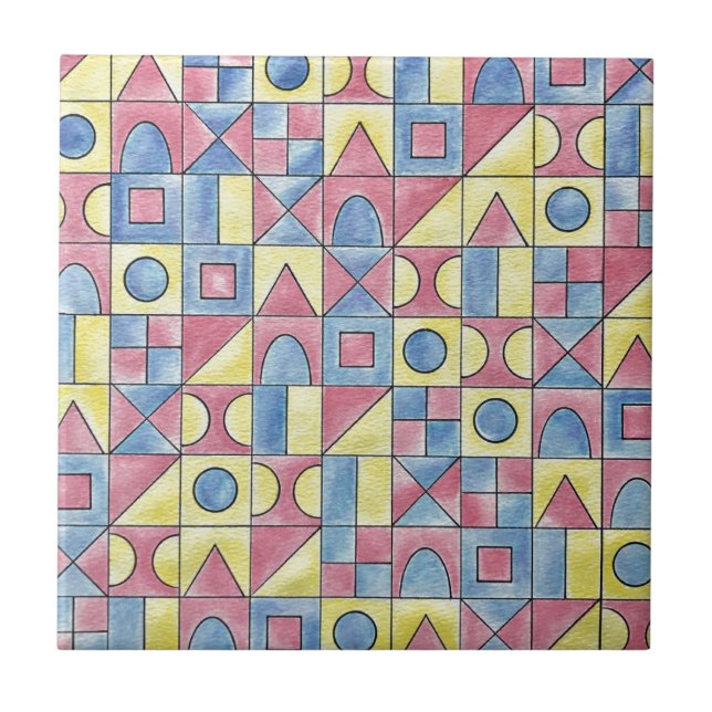 Sudoku One-Modern Minimalist Bauhaus Geometrisk Ko Kakelplatta (Framsidan)