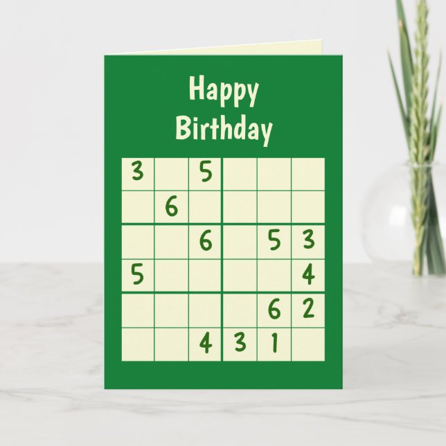 Sudoku Puzzle 6x6 Birthday Kort (Framsida)
