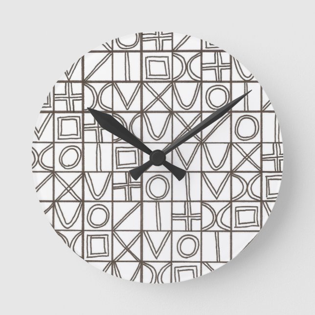 Sudoku Två-Svart Och Vit Modern Geometrisk Rund Klocka (Framsida)