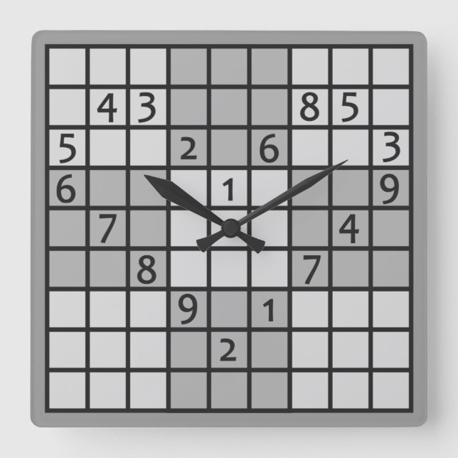 SUDOKU-väggen tar tid på Fyrkantig Klocka (Framsida)